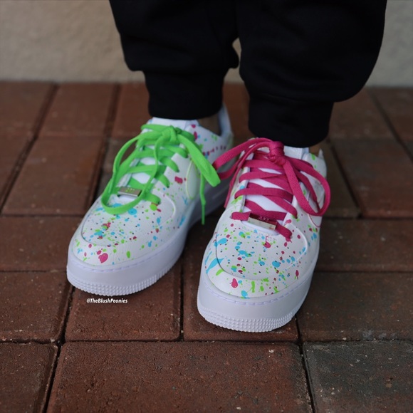 Nike Air Force 1 Sage Low Pink Green Blue White Custom Painted Shoes NWT - Picture 7 of 11